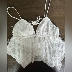 Edikted White Lace Chemise with Corset Detail
